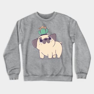 Pug with a Cactus Hat Crewneck Sweatshirt